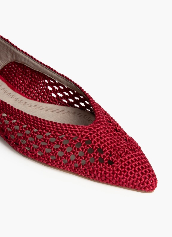 Ballerines en Tissu pour Femme en Couleur Rouge