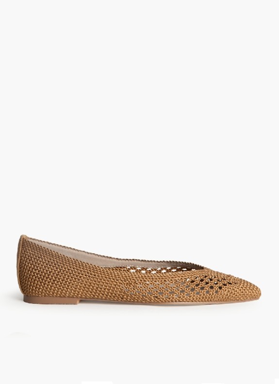 Ballerines en Tissu pour Femme en Couleur Camel