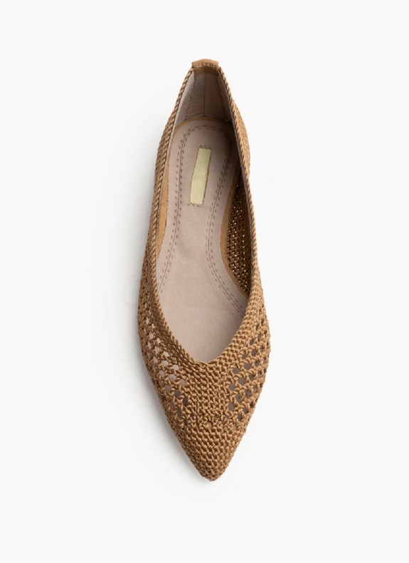 Ballerines en Tissu pour Femme en Couleur Camel