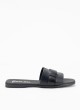 Sandale Plate en Cuir pour Femme en Couleur Noire