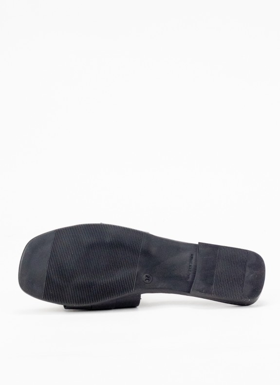 Sandale Plate en Cuir pour Femme en Couleur Noire