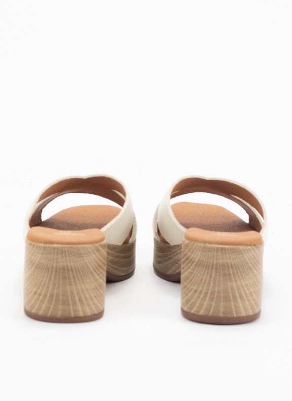 Sabot en Cuir avec Talon Compensé pour Femme en Couleur Glace