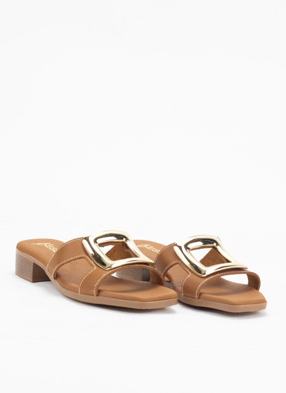 Sandal mit Frauen Bacon in Leder Farbe