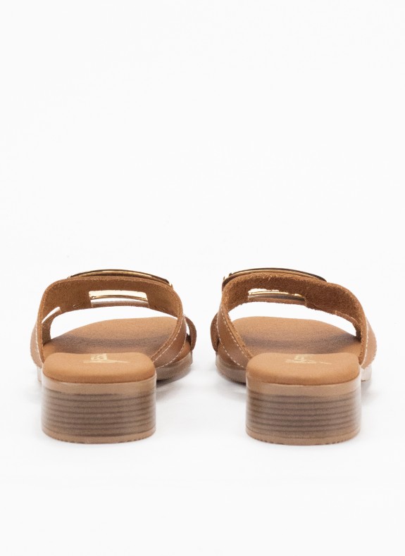 Sandal mit Frauen Bacon in Leder Farbe