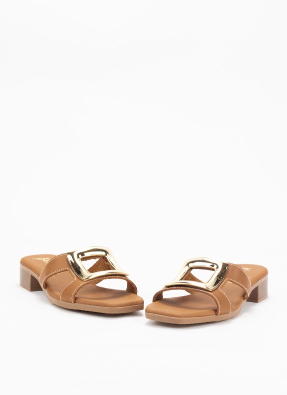Sandal mit Frauen Bacon in Leder Farbe