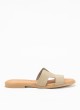 Sandale Plate en Cuir pour Femme en Couleur Taupe
