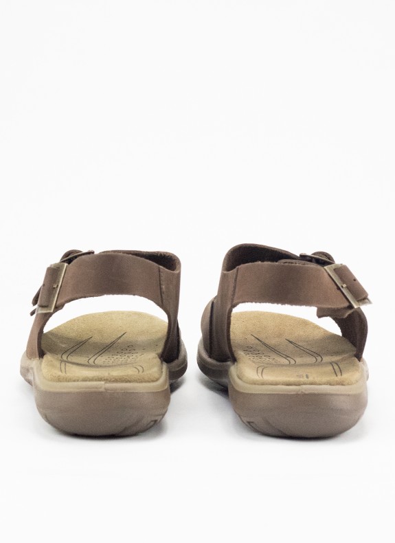 Sandale en Cuir avec Boucle pour Homme en Couleur Marron