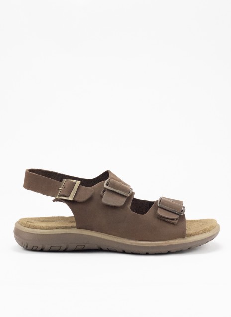 Sandale en Cuir avec Boucle pour Homme en Couleur Marron