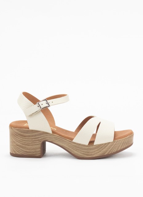 Sandale en Cuir à Talon pour Femme en Couleur Glace