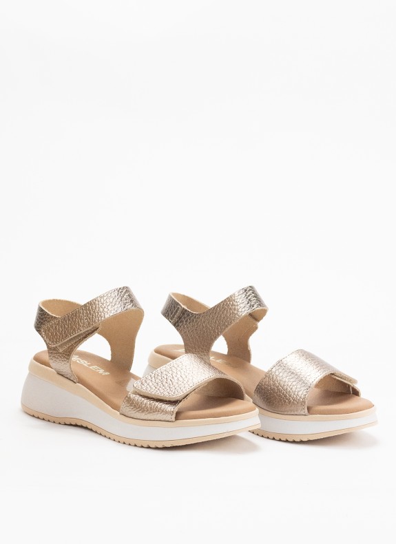 Sandalia Deportiva de Piel para Mujer en Color Oro