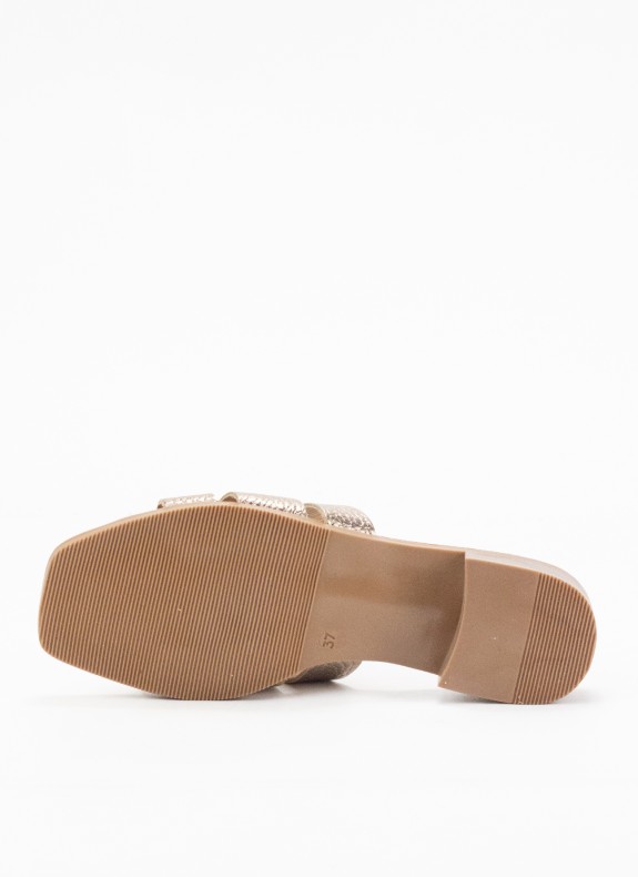 Sandale en Cuir avec Talon pour Femme en Couleur Cava