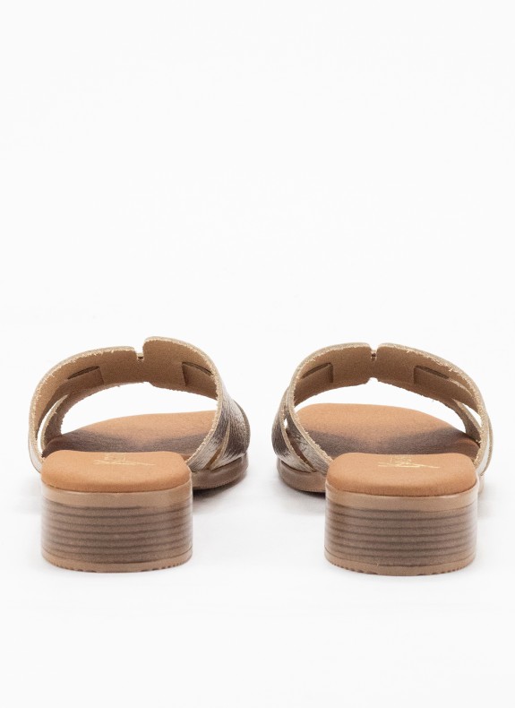 Sandale en Cuir avec Talon pour Femme en Couleur Cava