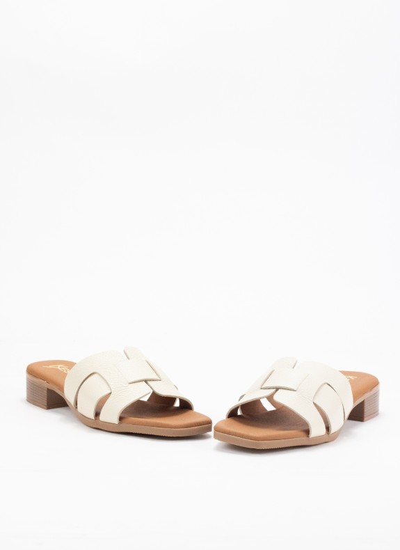 Sandale en Cuir à Talon pour Femme en Couleur Glace