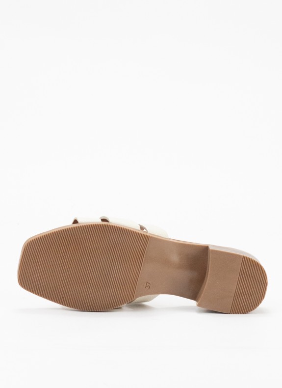 Sandale en Cuir à Talon pour Femme en Couleur Glace