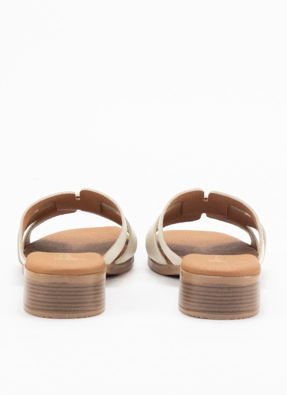 Sandale en Cuir à Talon pour Femme en Couleur Glace