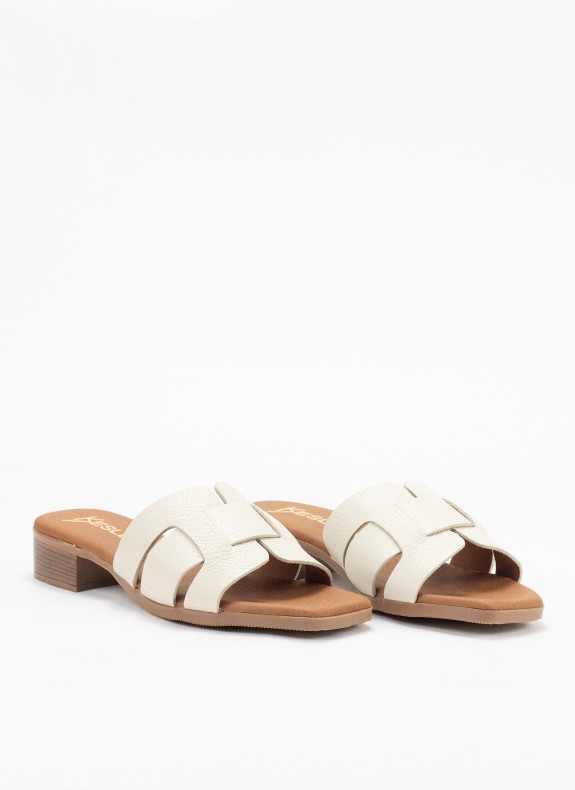 Sandale en Cuir à Talon pour Femme en Couleur Glace