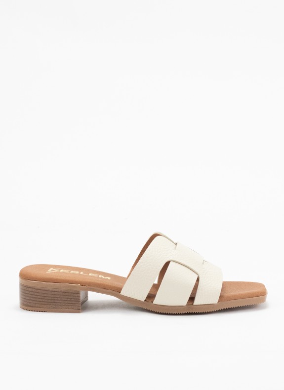 Sandale en Cuir à Talon pour Femme en Couleur Glace