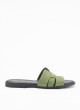 Sandale Plate en Cuir pour Femme Couleur Kaki