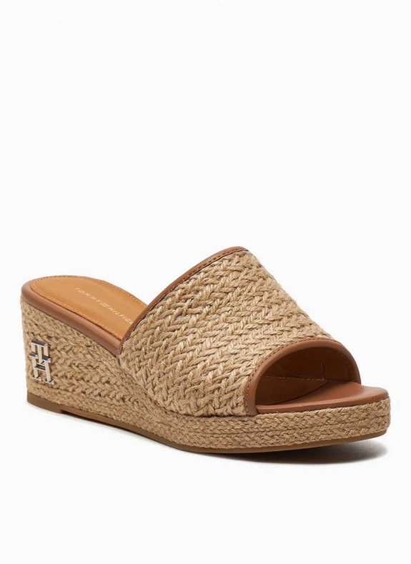 Zueco Tommy Hilfiger Th Rope Wedge Sandalo beige