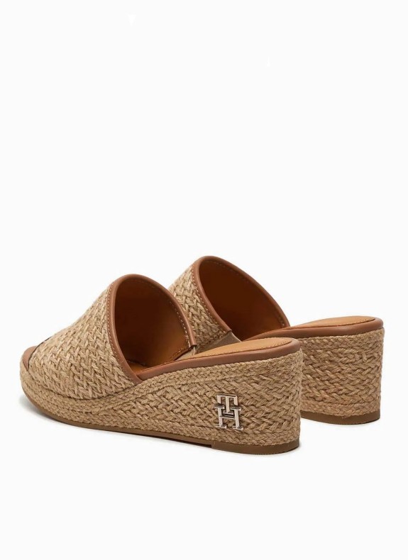 Zueco Tommy Hilfiger Th Rope Wedge Sandalo beige