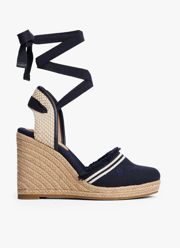 Alpargatas Tommy Hilfiger Fringe Canvas High Wedge marinho