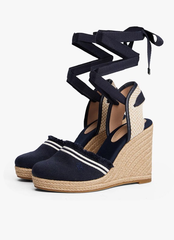 Alpargatas Tommy Hilfiger Fringe Canvas High Wedge marinho