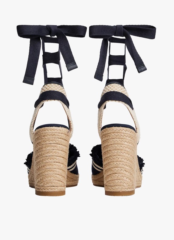 Alpargatas Tommy Hilfiger Fringe Canvas High Wedge marino