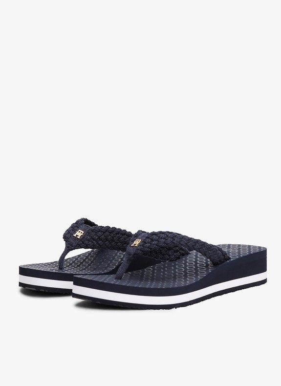 Chancla Tommy Hilfiger TH Crochet Mid Beach Sandal marinho