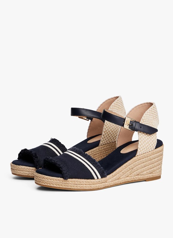 Alpargata Tommy Hilfiger Fringe Canvas Medium Wedge marino