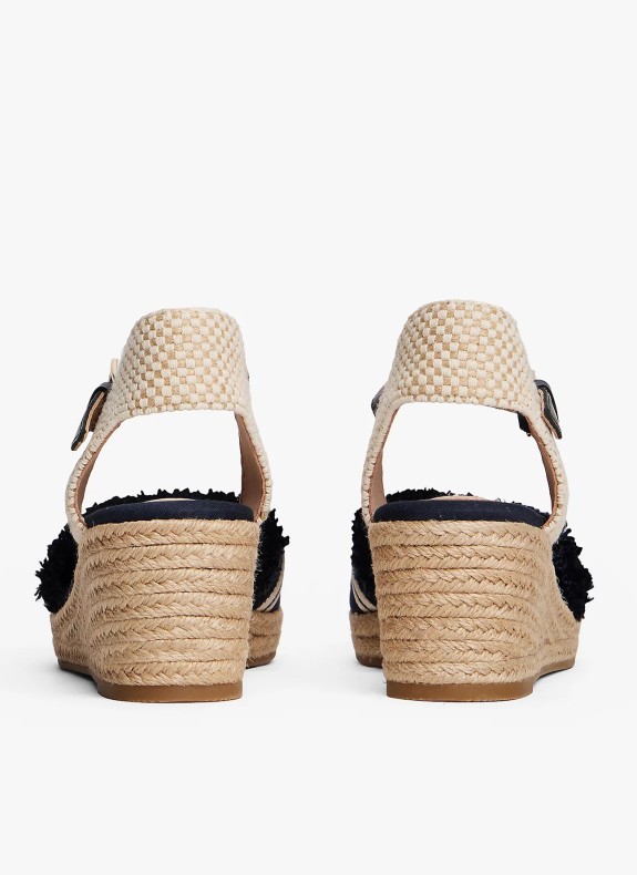 Alpargata Tommy Hilfiger Fringe Canvas Medium Wedge marinho