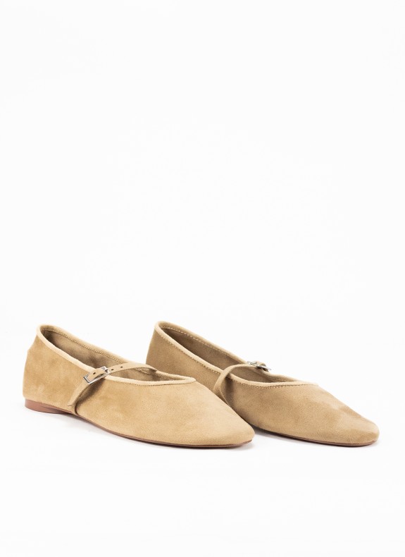 Ballerines en Tissu pour Femme en Couleur Camel