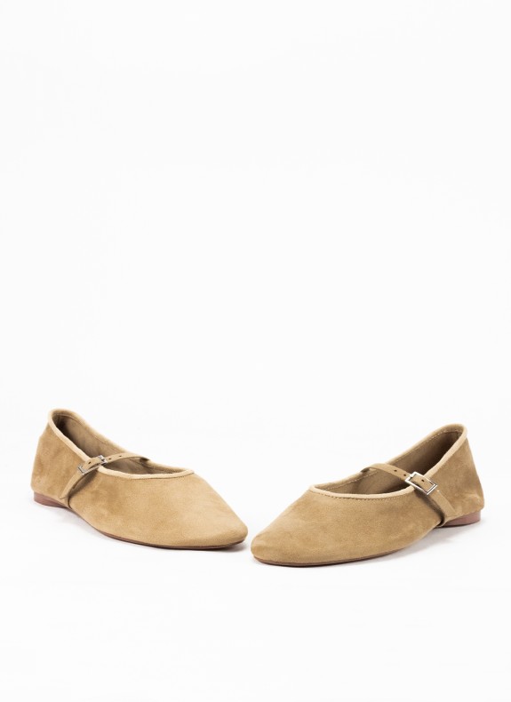 Ballerines en Tissu pour Femme en Couleur Camel