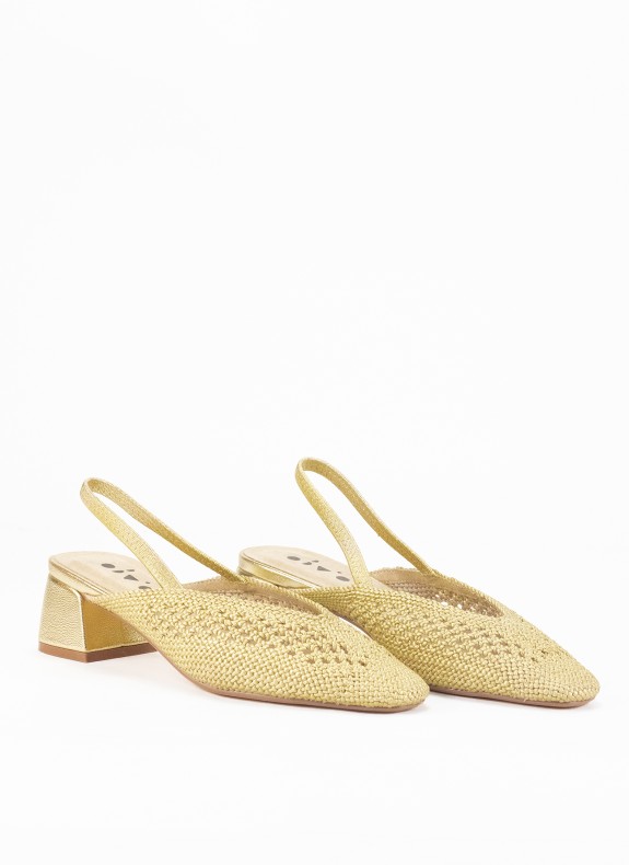 Escarpin Mule à Talon pour Femme en Couleur Or