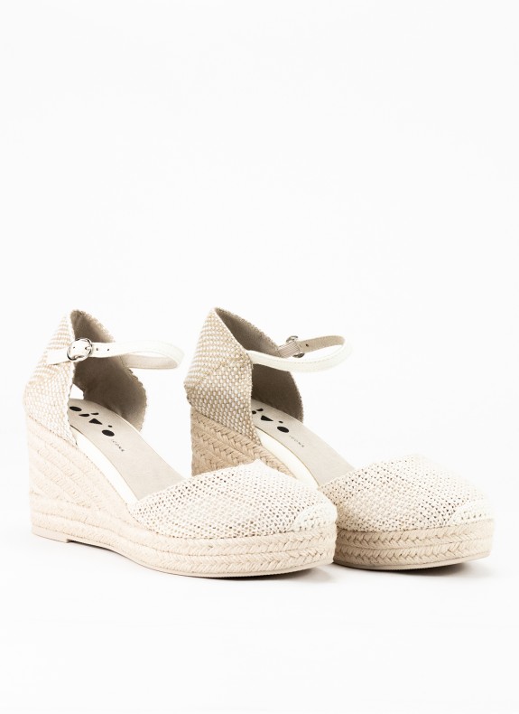 Alpargata con Cuña Alta para Mujer en Color Beige