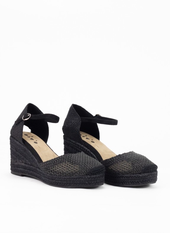 Alpargata con Cuña Alta para Mujer en Color Negro
