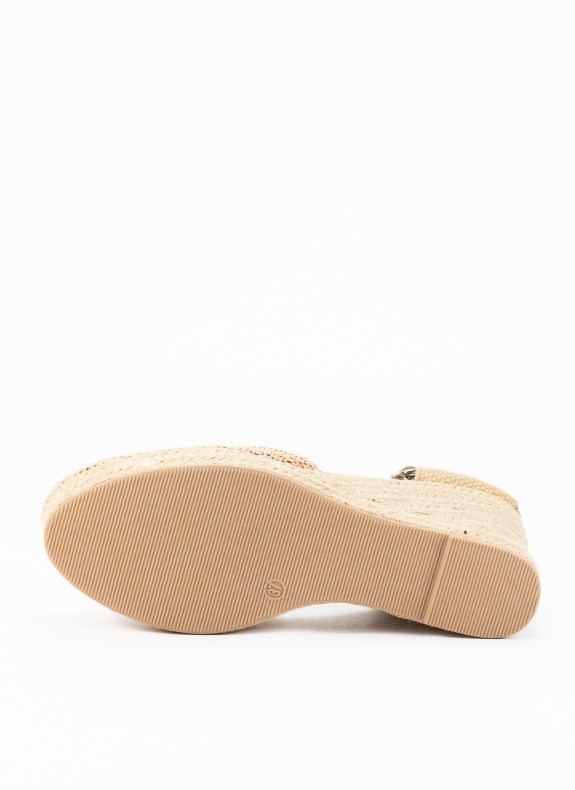 Espadrille à Talon Compensé pour Femme en Couleur Camel