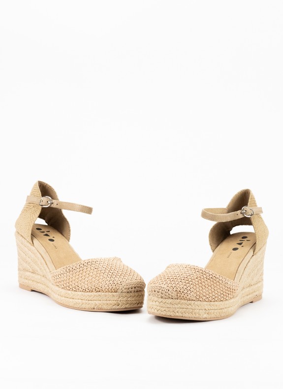 Alpargata mit hohem Keil für Damen in Farbe Camel