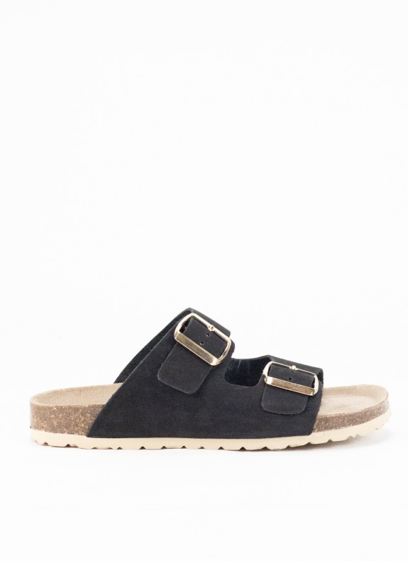 Sandale en Cuir pour Femme de Couleur Noire