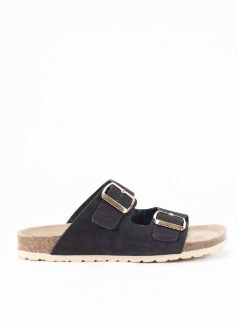 Sandale en Cuir pour Femme de Couleur Noire