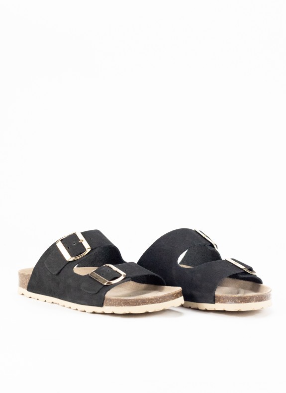 Sandale en Cuir pour Femme de Couleur Noire