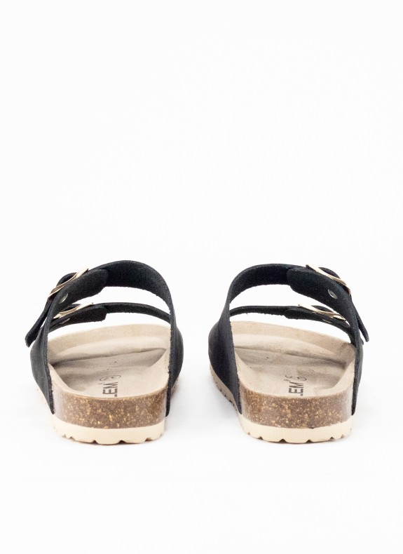 Sandale en Cuir pour Femme de Couleur Noire