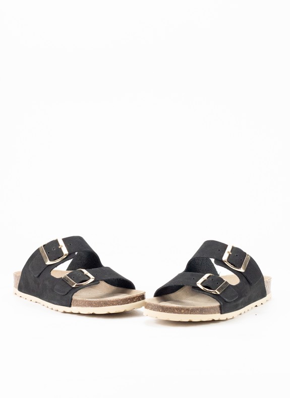 Sandale en Cuir pour Femme de Couleur Noire