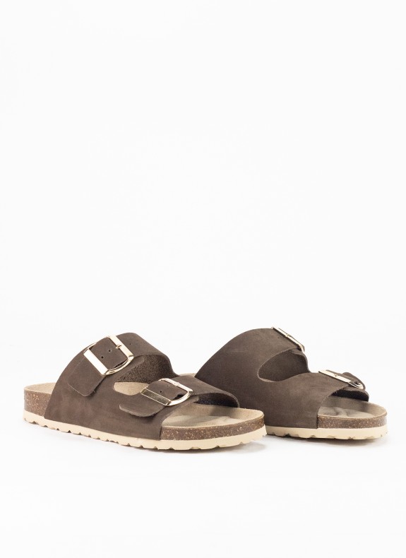 Sandale en Cuir pour Femme en Couleur Marron