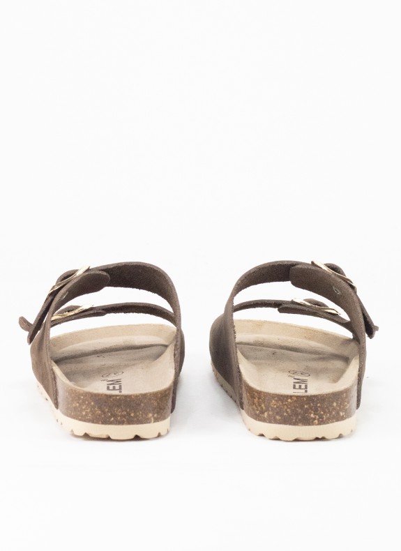 Sandali della pelle per le donne in colore marrone