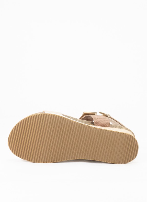 Sandale Sport à Talon Compensé pour Femme en Couleur Beige