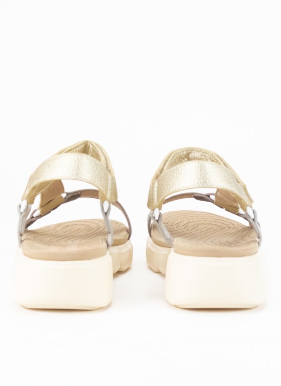 Sandale à Talon Compensé pour Femme en Couleur Or