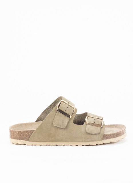 Sandale en Cuir pour Femme en Couleur Kaki