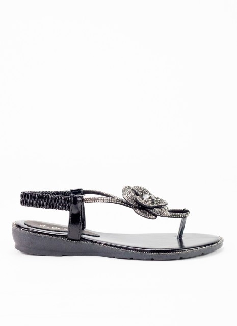 Sandale à Talon Compensé pour Femme en Couleur Noire