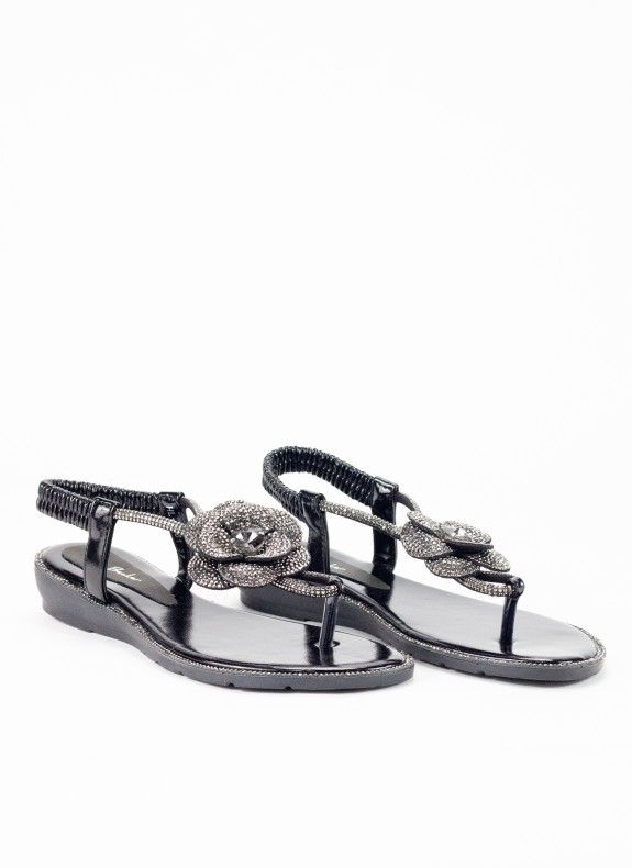 Sandalia con Cuña para Mujer en Color Negro