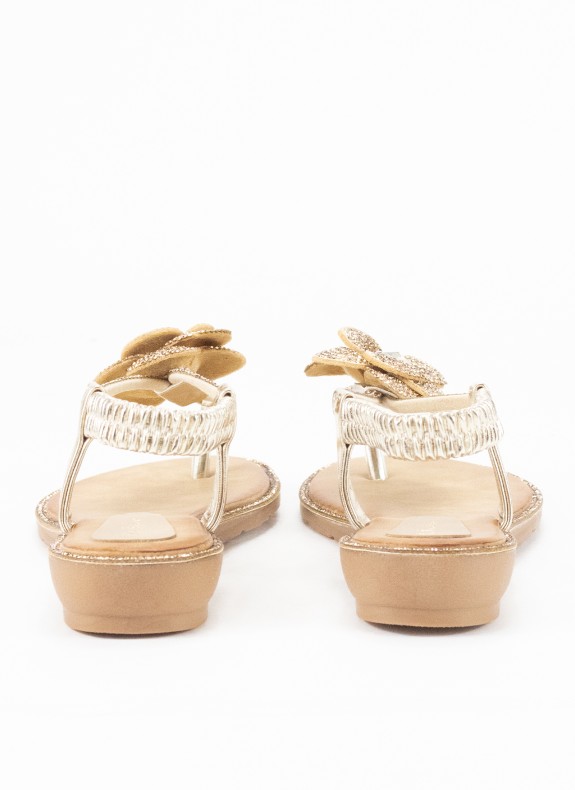 Sandale à Talon Compensé pour Femme en Couleur Or